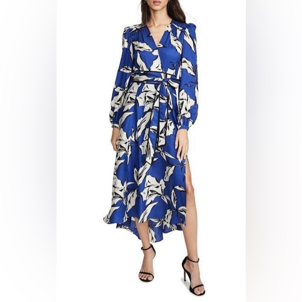 Veronica Beard Mclean Floral Silk Long Sleeve Maxi Dress with Slit Size 2 ๐๐ค๐ค - Picture 3 of 16